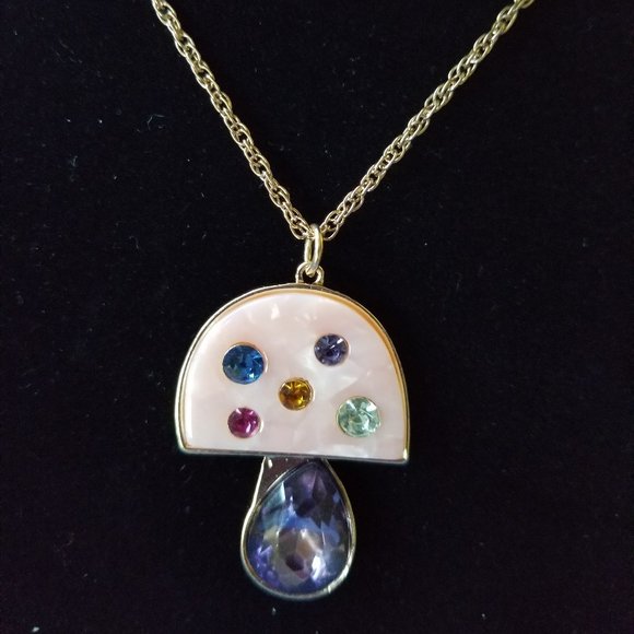 🍄🤣Betsey Johnson Colorful Mushroom Necklace - NWT🤣🍄 - Picture 1 of 8